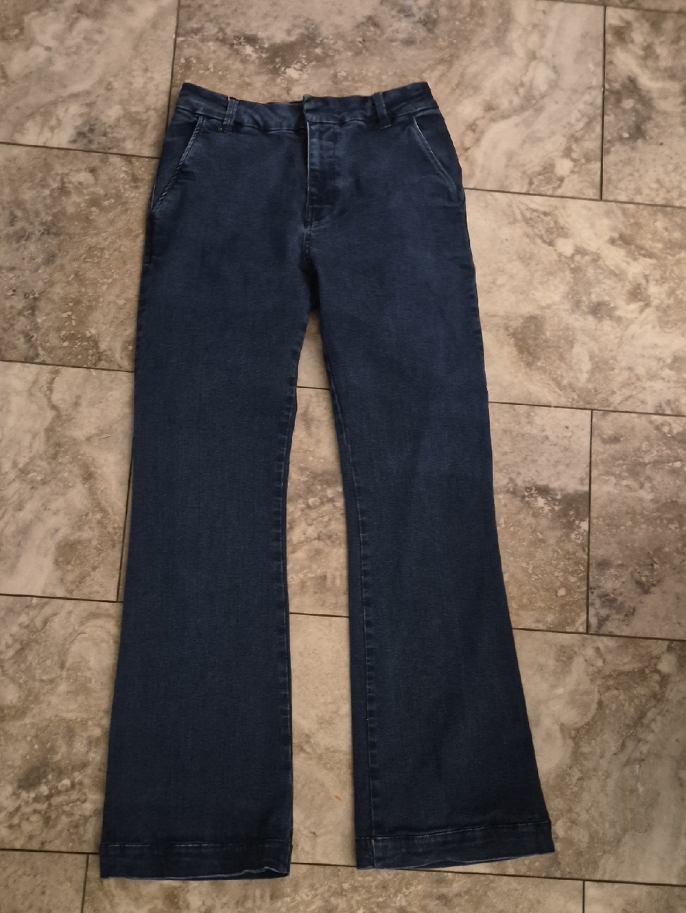 FRAME EUC COTTON BLEND STRETCH DENIM WIDE LEG HIGH WAIST TROUSERS SZ 27 - Picture 3 of 13